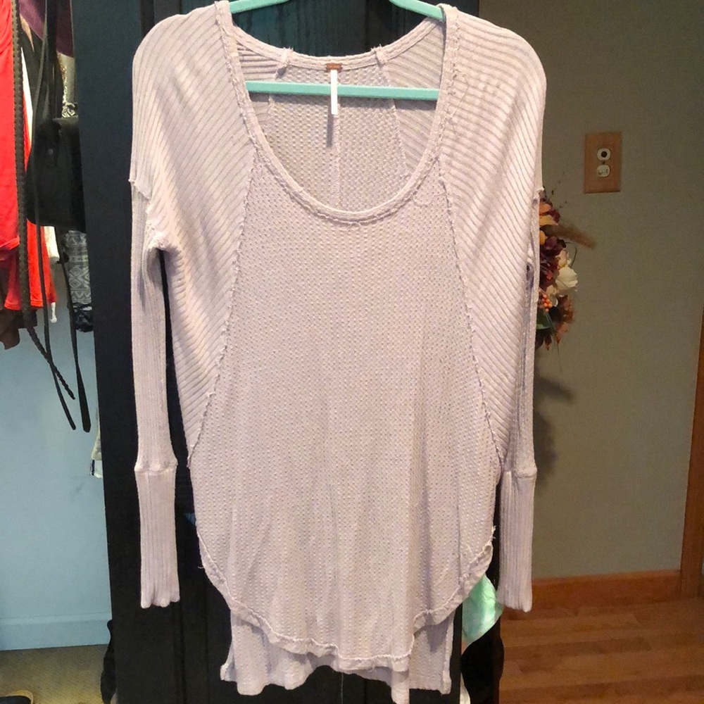Free People Lilac L/S Wide Neck T-Shirt